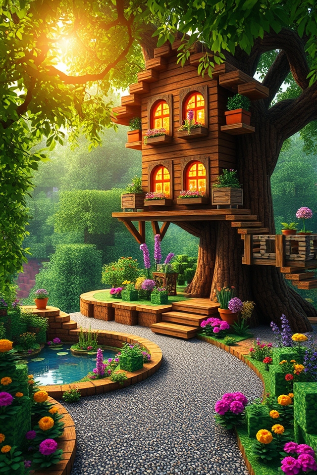 whimsical treehouse garden retreat